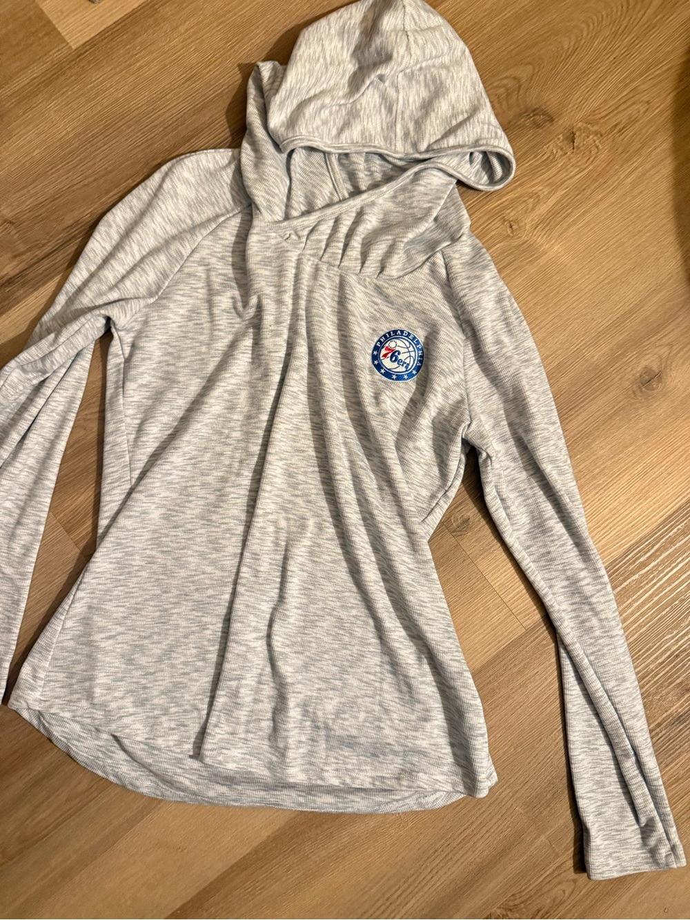 Philadelphia Sixers Columbia Heather Light Gray Hooded Pullover